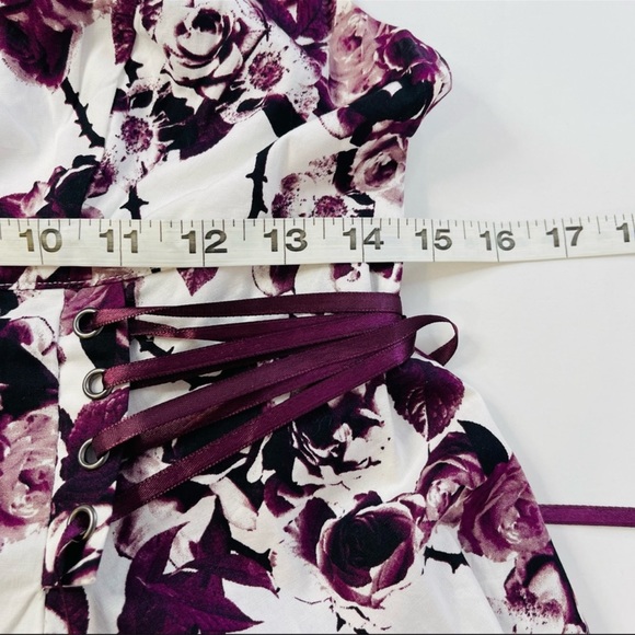 Hot Topic Floral Side Lace Up Asymmetrical Ruffle Mini Dress - Picture 6 of 7